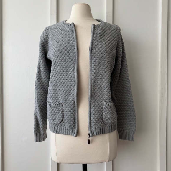 Appleseed’s Textured Gray Cotton Zip Cardigan - Size Medium - Picture 2 of 11